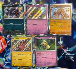 Paldean Fates Baby Shiny & Promo 5 Card Lot - Garganacl, Pawmo, Fidough, Mimikyu - Image 1