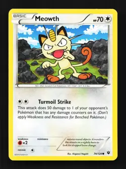 Meowth 74/124 Fates Collide English Pokemon Card TCG - Image 1