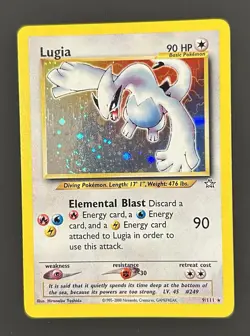 Pokemon TCG Lugia Neo Genesis Holo Rare Card 9/111 Extremely Clean SWIRL - Image 1