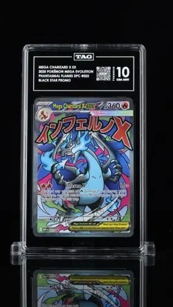 2025 POKEMON MEP EN-ME BLACK STAR PROMO #023 MEGA CHARIZARD X ex UPC TAG 10 - Image 1