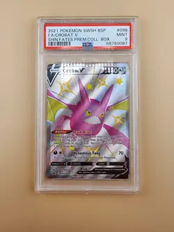 2021 Pokemon Shining Fates Full Art Crobat V Black Star Promo PSA 9 Mint #98 - Image 1