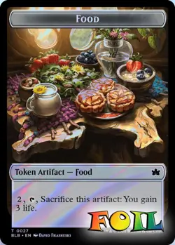 Food/Rust-Shield Rampager Double-Sided Token 27/22 MTG Bloomburrow Token NP Foil - Image 1