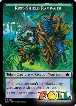 Food/Rust-Shield Rampager Double-Sided Token 27/22 MTG Bloomburrow Token NP Foil - Image 2