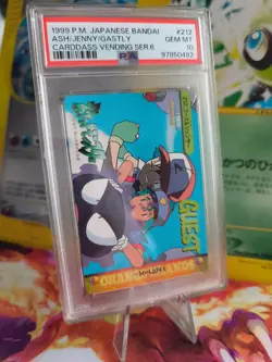 Pokemon Card carddass vending anime Japanese Gastly Ash Jenny #212 1999 PSA 10 - Image 1