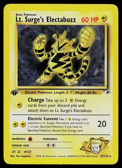 Pokemon Card - Lt. Surge's Electabuzz Gym Heroes 27/132 Rare 1st Edition - Image 1