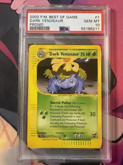 2003 POKEMON BEST OF GAME PROMO #7 DARK VENUSAUR PSA 10 - Image 1
