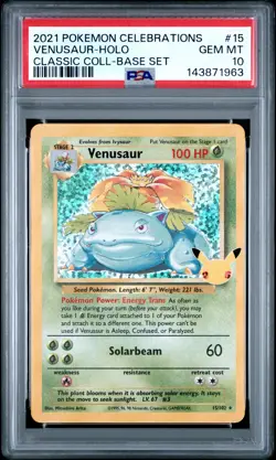 2021 POKEMON CELEBRATIONS CLASSIC COLL #15 VENUSAUR-HOLO PSA 10 - Image 1