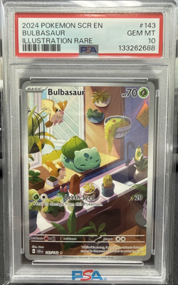 2024 Pokemon Stellar Crown Bulbasaur Illustration Rare #143/142 PSA 10 Gem Mint - Image 1
