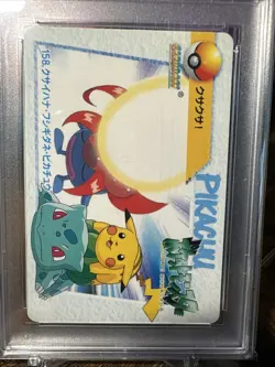 1999 Pokemon JPN Bandai Anime Vending #158 Gloom/Bulbasaur/Pikachu PSA 10 - Image 4