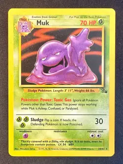 Muk 28/62 1999 Fossil Set Pokemon Card TCG Vintage WOTC Non Holo Rare - Nm - Image 1