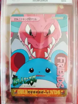 Pokemon Card 224 Carddass Vending Nidoking Vs Marill Anime Japanese PGS PSA 10 - Image 3