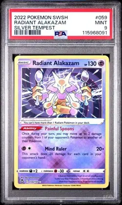 2022 Pokemon SWSH Radiant Alakazam #059 PSA 9 MINT - Image 1