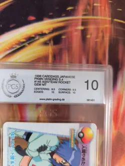 Pokemon Card 145 Ash & Team Rocket Carddass Vending Anime Japanese PSA / PGS 10 - Image 4