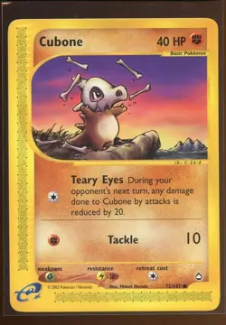 Cubone Common 72/147 Ex/NM E Series Aquapolis Pokemon - Image 1