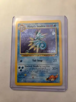 Pokemon TCG Misty's Seadra Holo Rare Gym Heroes Prerelease 9/132 LP - Image 1