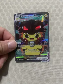 CUSTOM Pikachu, Greymon Pikachu Cosplay Holo Pokemon Card - Image 2