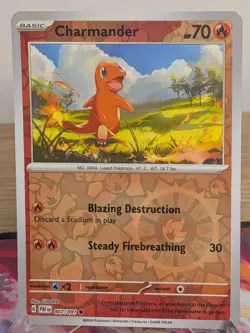 CHARMANDER 007/091 COMMON PALDEAN FATES POKEMON REVERSE HOLO NM - Image 1