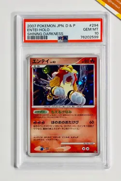 Pokemon 2007 PSA 10 Entei Unlimited Holo Shining Darkness #294 Japanese - Image 1