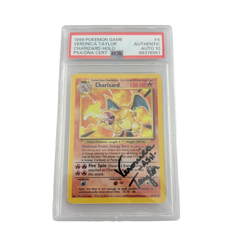 1999 Pokemon Charizard Holo #4 PSA/DNA Auto 10 Signed Veronica Taylor Ash - Image 1