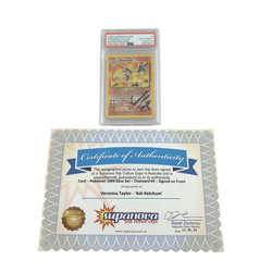1999 Pokemon Charizard Holo #4 PSA/DNA Auto 10 Signed Veronica Taylor Ash - Image 2