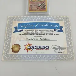 1999 Pokemon Charizard Holo #4 PSA/DNA Auto 10 Signed Veronica Taylor Ash - Image 4