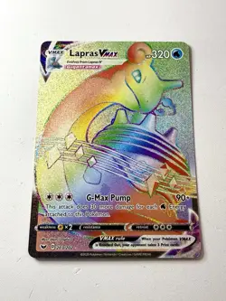 Lapras VMAX 203/202 Secret Rainbow Rare Sword And Shield Base Set Pokemon NM+ - Image 1