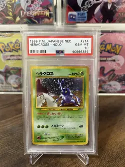 Japanese Pokemon 2000 Neo Heracross Holo #214 PSA 10 Gem Mint - Image 1