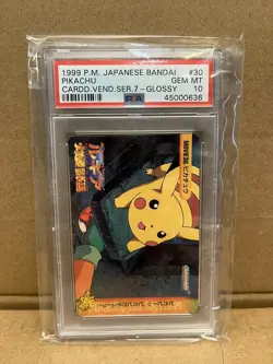 1999 Pokemon Bandai Carddass Vending Series 7 Pikachu #30 PSA 10 *POP 11* - Image 1