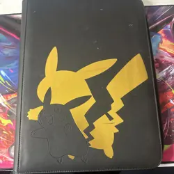 Pokemon Ultra-Pro Premium Binder Pikachu Black / Gold Leatherette Great Shape - Image 1
