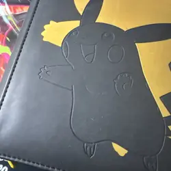 Pokemon Ultra-Pro Premium Binder Pikachu Black / Gold Leatherette Great Shape - Image 2