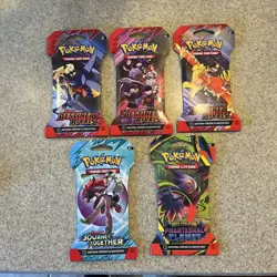 1 Pokemon Phantasmal Flames, 1 Journey Together, 3 Destiny Rivals, Booster Packs - Image 1