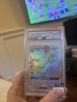 2018 Pokemon TCG Lost Thunder Sceptile GX Rainbow Secret 216/214 PSA 10 GEM Mint - Image 1