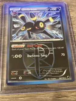 2013 Pokemon Plasma Freeze Umbreon Team Plasma Rare Card 64/116 LP - Image 3