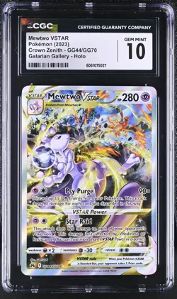 Mewtwo VSTAR Pokemon Crown Zenith GG44/GG70 Galarian Gallery CGC Gem Mint 10 - Image 1