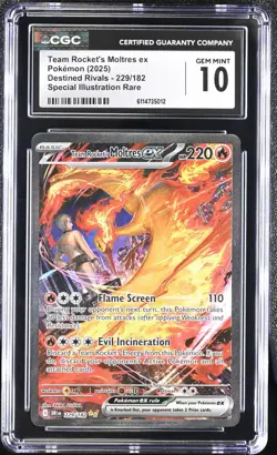 Pokemon TCG Destined Rivals - Team Rockets Moltres EX 229 SIR CGC Gem Mint 10 - Image 1