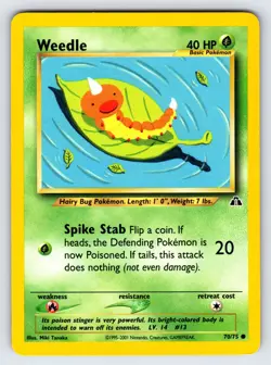 Weedle 70/75 2001 Neo Discovery Pokemon Card Vintage WOTC Nintendo Common - Lp - Image 1