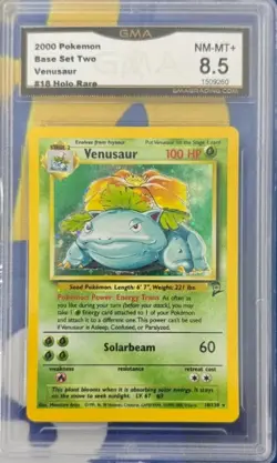 Pokemon Base Set 2 18/130 Venusaur Holo GMA 8.5 2000 - Image 1