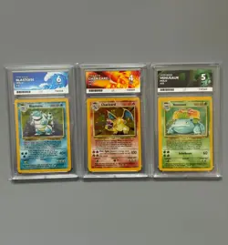 1999 Pokemon Base Set Holo Starter Trio ACE Graded Charizard Blastoise Venusaur - Image 1