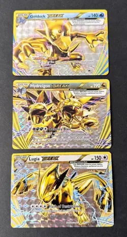 Pokemon TCG BREAK Evolution Holo Lot Of 3 - Lugia, Hydreigon, Golduck 2016 Gold - Image 1