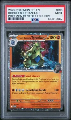 PSA 9 Team Rocket's Tyranitar 096 Pokemon Center Exclusive Cosmos Holo Promo - Image 1