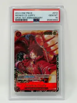 One Piece OP05 Monkey D. Luffy 1st Anniversary ST01-012 PSA 10 Gem Mint - Image 1