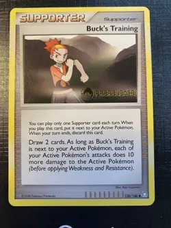 Pokemon Cards: Legends Awakened Prerelease: Buck's Training 130/146 Stamped - Image 1