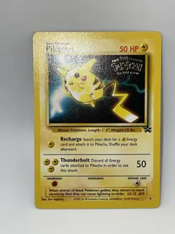 Pokemon Pikachu #4 Black Star Promo WB First Movie STAMP Vintage WOTC 1999 LP - Image 2
