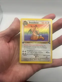 FRENCH 1st Edition Non-Holo Rare Dragonite Fossil Pokemon TCG Dracolosse MP - Image 3