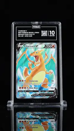2022 Pokemon SWSH Brilliant Stars Charizard V Full Art 153 PSA 10 Gem Mint tag - Image 1