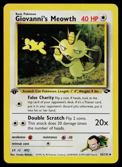 Pokemon Card - Giovanni's Meowth Gym Challenge 43/132 Uncommon 1st Edition - Image 1