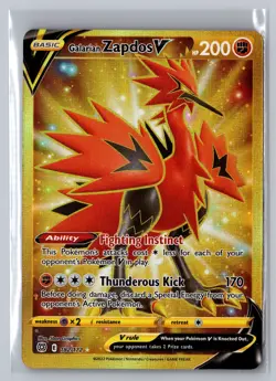 Galarian Zapdos V 182/172 Brilliant Stars Full Art Secret Rare Pokemon Card NM - Image 1