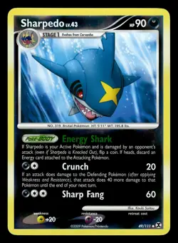 Sharpedo 49/111 Reverse Holo Platinum Rising Rivals Pokemon Card - 2 - Image 1