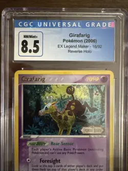 Girafarig 16/92 Reverse Holo EX Legend Maker Stamped Pokemon Card Graded CGC 8.5 - Image 2