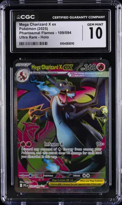 2025 POKEMON PHANTASMAL FLAMES ULTRA RARE #109 MEGA CHARIZARD X EX CGC 10 GM - Image 1